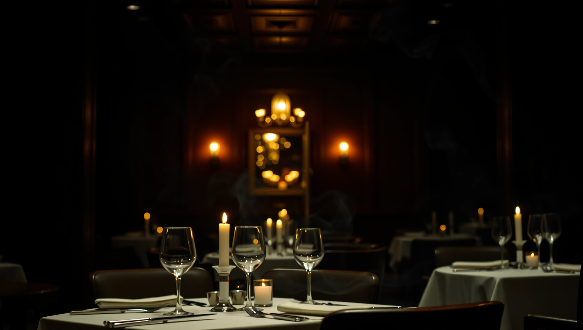 Ember and Vine restaurant interior bathed in warm candlelight