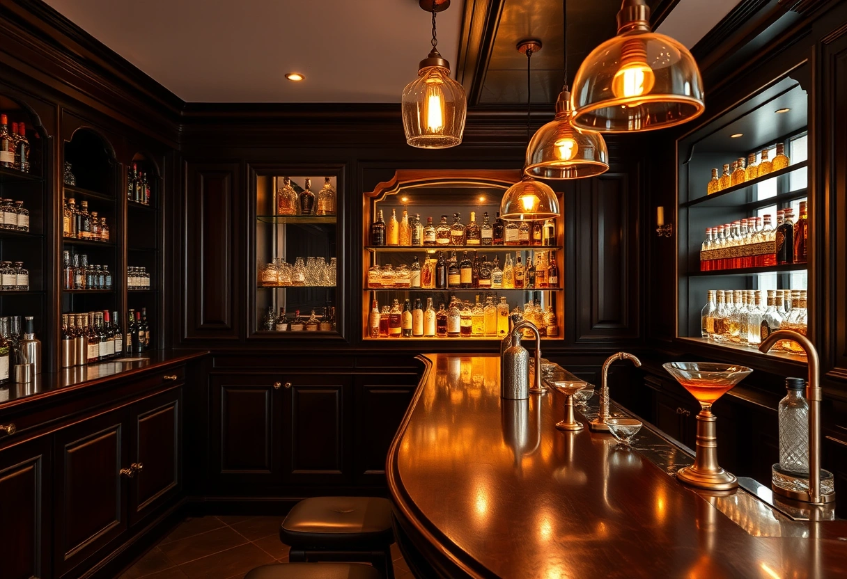 The copper-accented bar at Ember and Vine