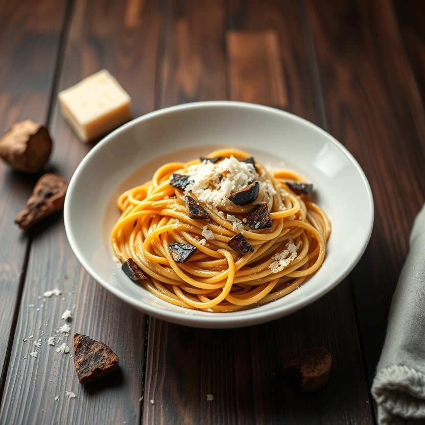 Hand-rolled truffle tagliatelle with aged parmesan