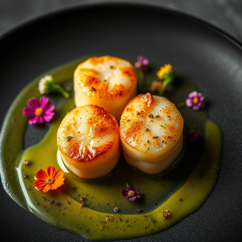 Pan-seared diver scallops with citrus beurre blanc