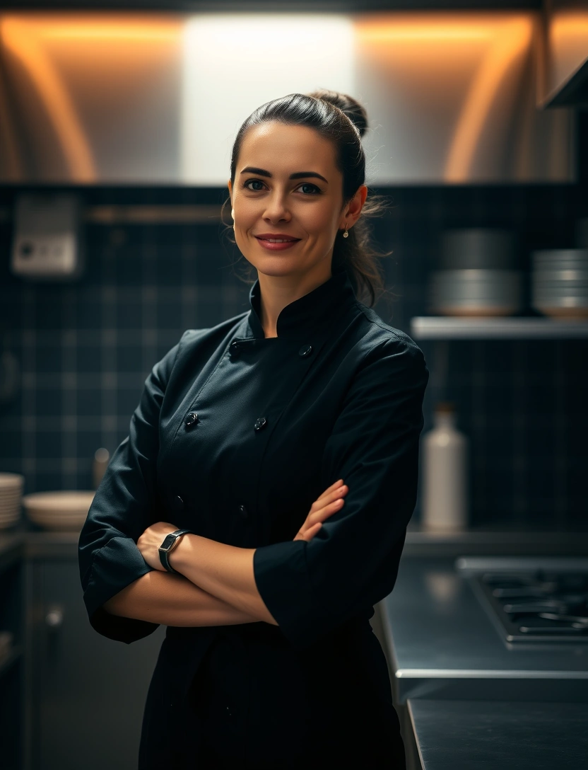 Chef Elara Montague in her kitchen